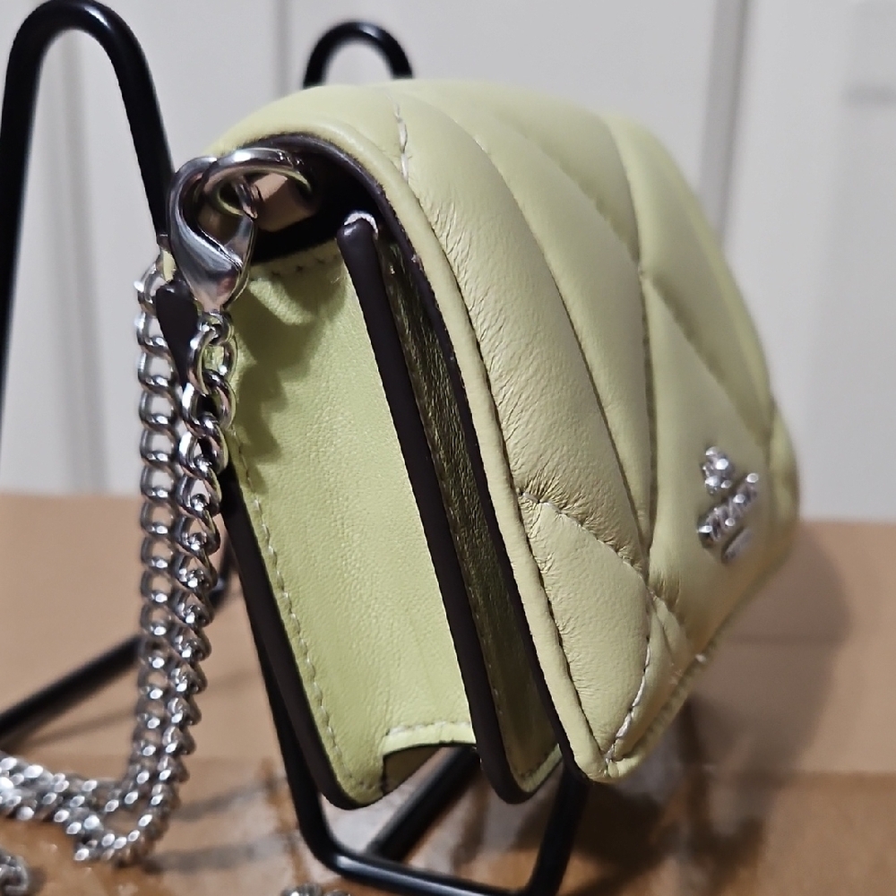 Coach NWT Quilted Leather Mini Card Case Bag - Light Green - Picture 2 of 7